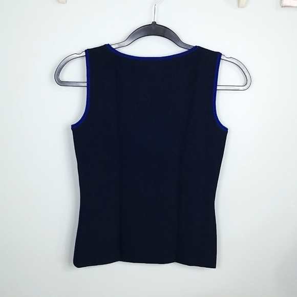 St John Sleeveless Multi Print Navy Top - Picture 5 of 11